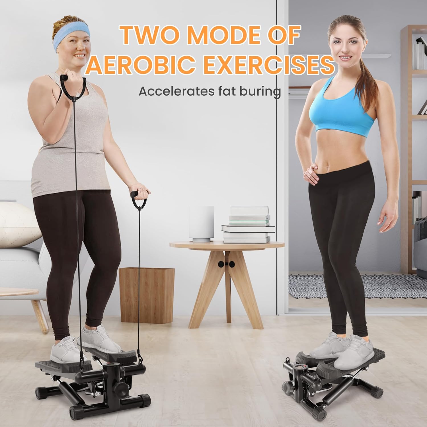 Steppers for Exercise, Stair Steeper with Resistance Bands, Portable Stepper Capable of Full-Body Exercise, Low Noise and Smooth, Bear 300 lbs - Image 7
