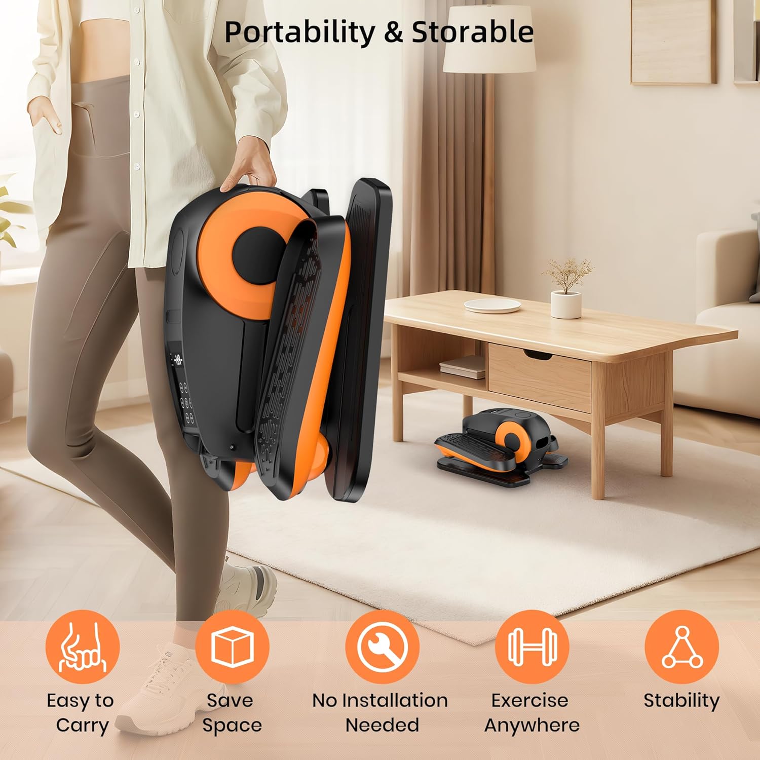 Under Desk Elliptical Machine with Remote Control, 12-Speed Electric Leg Exerciser for Home & Office, Quiet Portable Pedal Exerciser for Adults, Seniors and Everyone Seeking Easy Fitness - Image 7