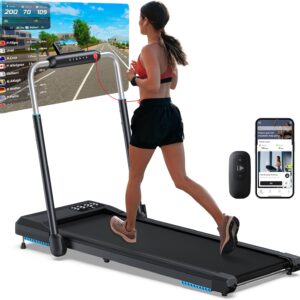 WELLFIT Walking Pad Treadmill with 10% Incline, Under Desk Treadmill for Home/Office, 2 in 1 Folding Treadmills with APP/Remote Control and LED Display, 0.6-7.6 MPH 360 lbs Capacity