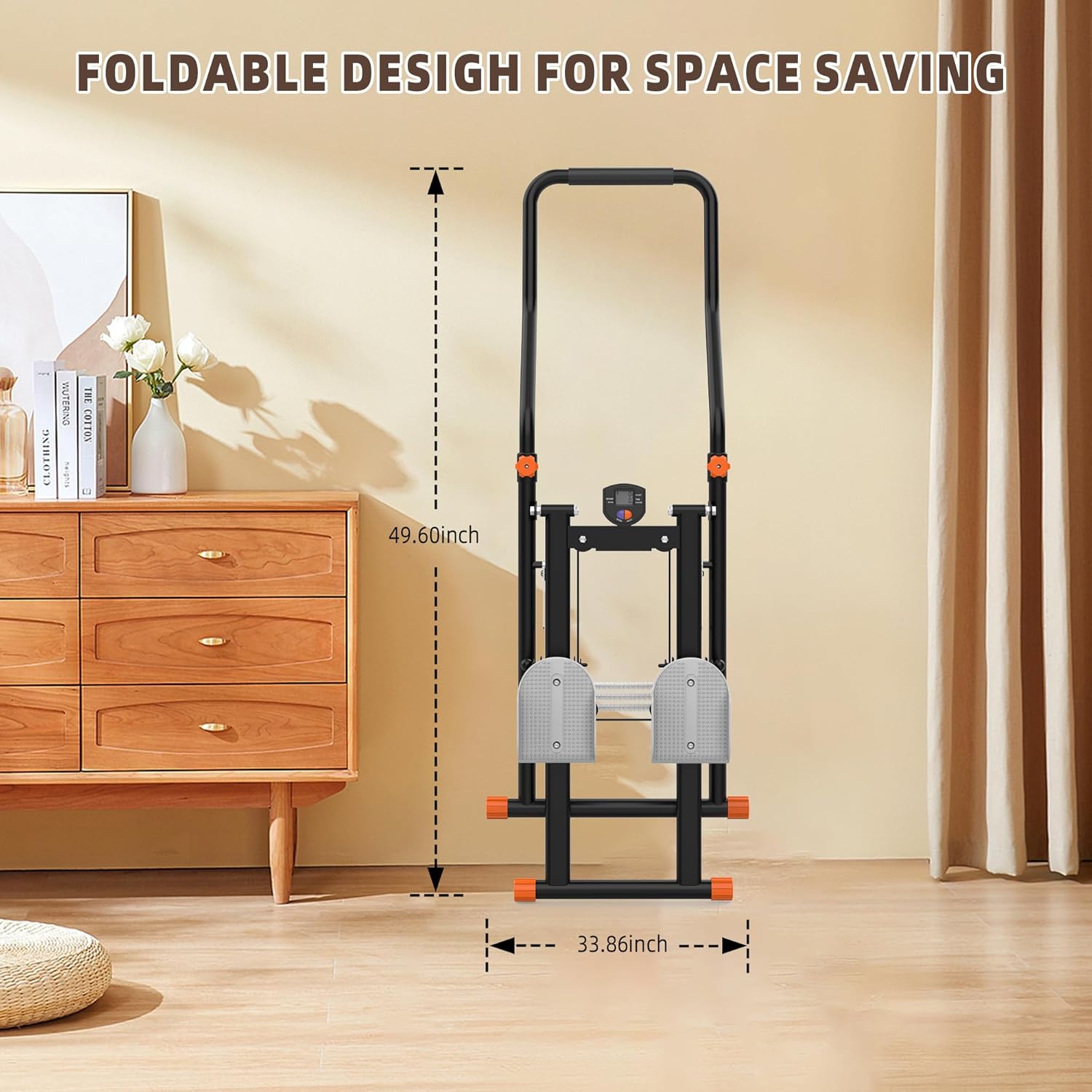 Stair Stepper for Home Gym - Foldable Vertical Climber Machine for Full-Body Workout, Cardio Exercise Machine with LCD Monitor, Adjustable Handlebar&Non-Slip Pedals -for Women&Men - Image 4