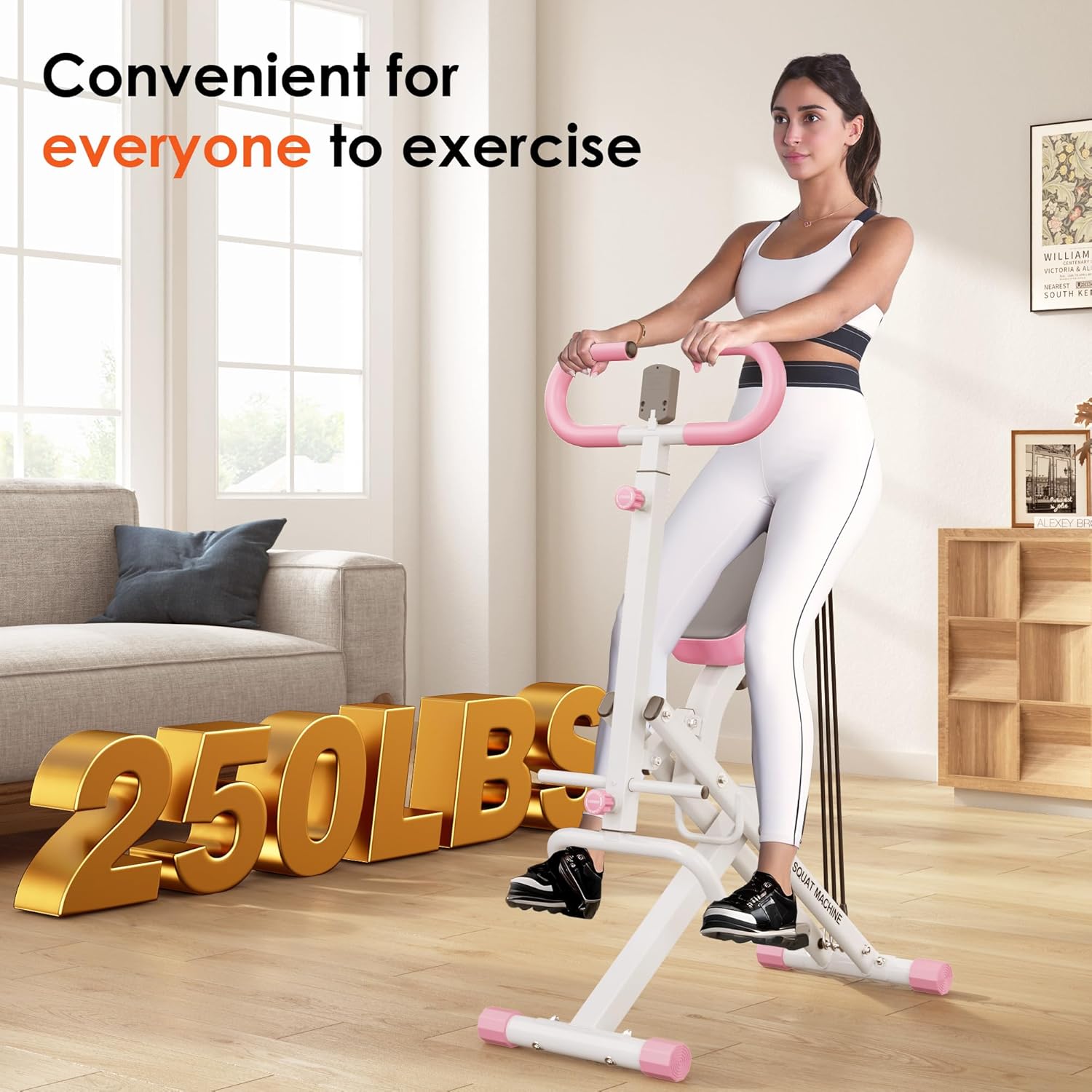 SogesHome Squat Machines Rowing Machine, Foldable & Full Body Exercise Workout Equipment, Row and Ride Squat Machine 330 LBS Weight Capacity, Glute Trainer Machine - Image 8