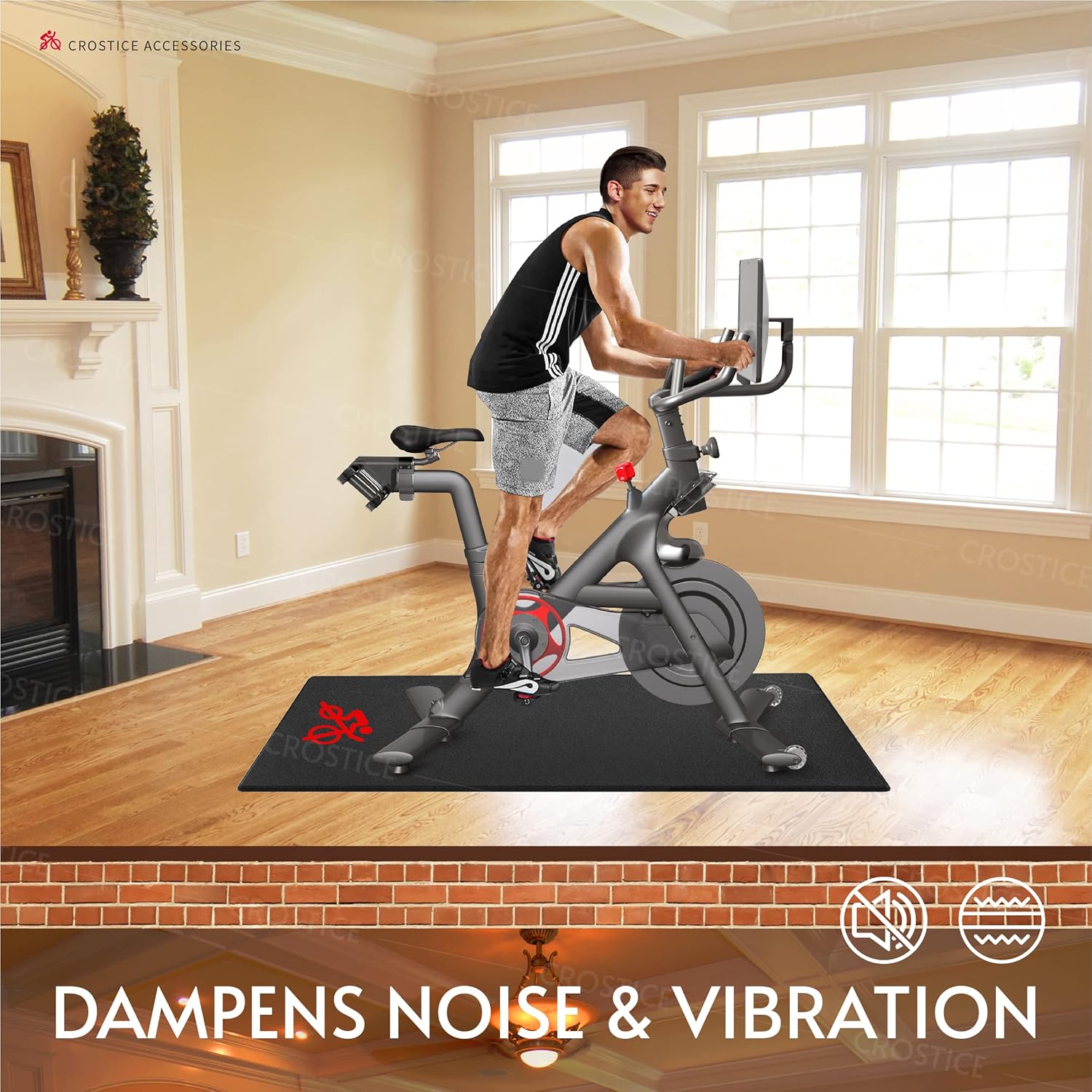 Bike Trainer Mat Compatible with Peloton Bike, for Treadmill & Row, THK 6mm, Under Mat Protect Hardwood Floor Carpet, Trainer Accessory for Indoor Stationary Exercise Bicycle - Image 3