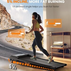 Walking Pad Under Desk Treadmill with Incline, 3-in-1 Portable Walking Jogging Machine with Remote Control, LED Display, Hidden Safety Switch, Compact for Home Office Use