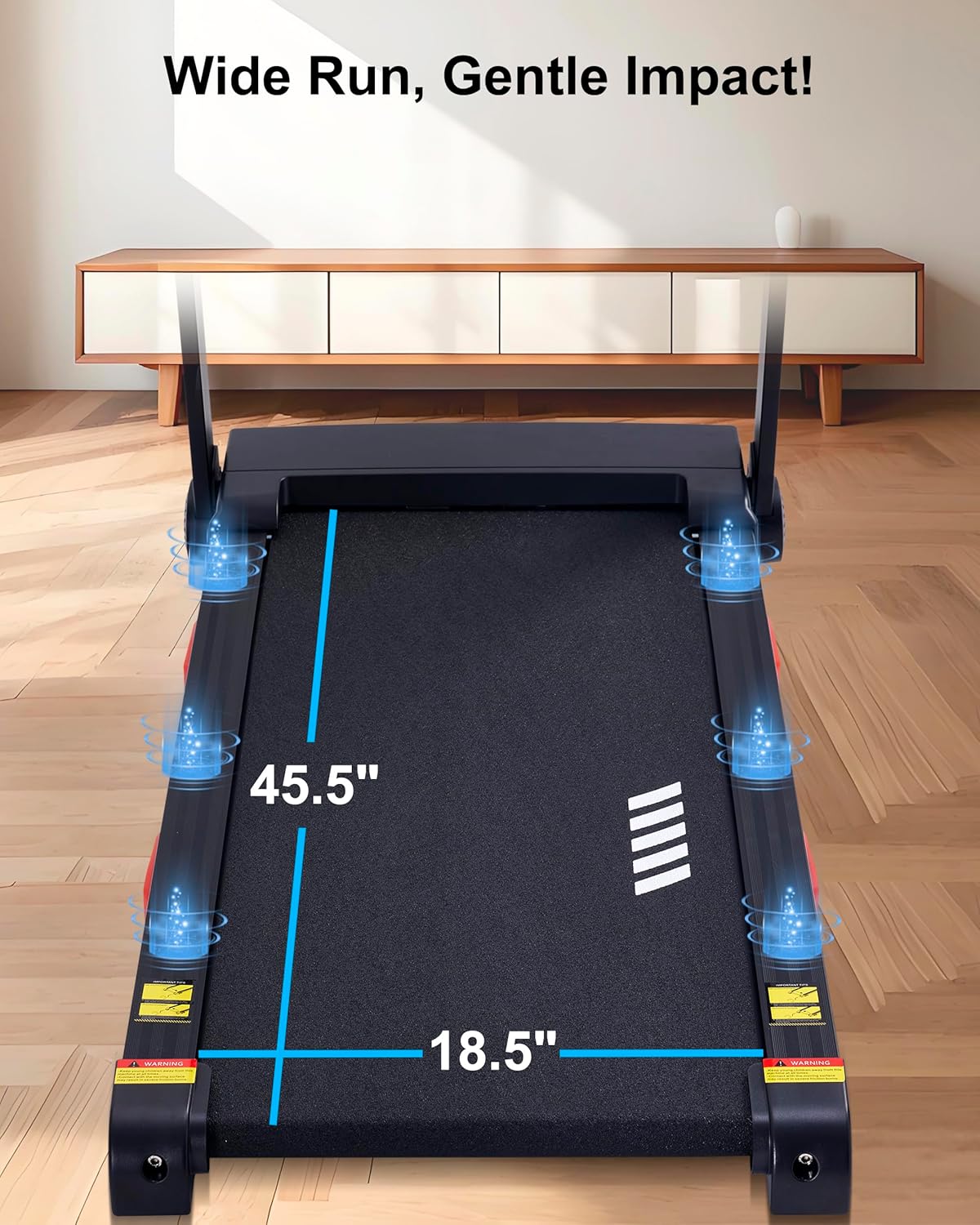 Auto Incline Treadmill, 20% Incline, 3.0HP, 10 MPH Running Machine, 18.5" Wide Belt, 350 lbs Capacity, Treadmill for Home with Bluetooth App - Image 4