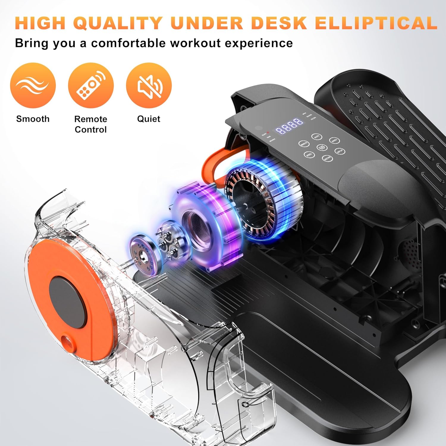 Mini Under Desk Elliptical Machine Low Impact Electric Leg Exerciser As Seen on TV While Sitting for Seniors with Non-Slip Mat Quiet & Portable for Home and Office - Image 2