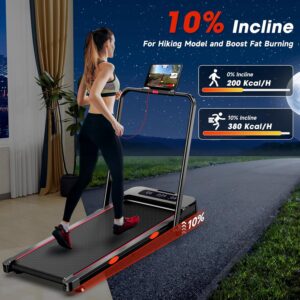 Walking Pad Treadmill with Incline, Advzon Portable Under Desk Treadmill for Home, 2 in 1 Walking Running Machine with 300+ lbs Capacity and LED Display