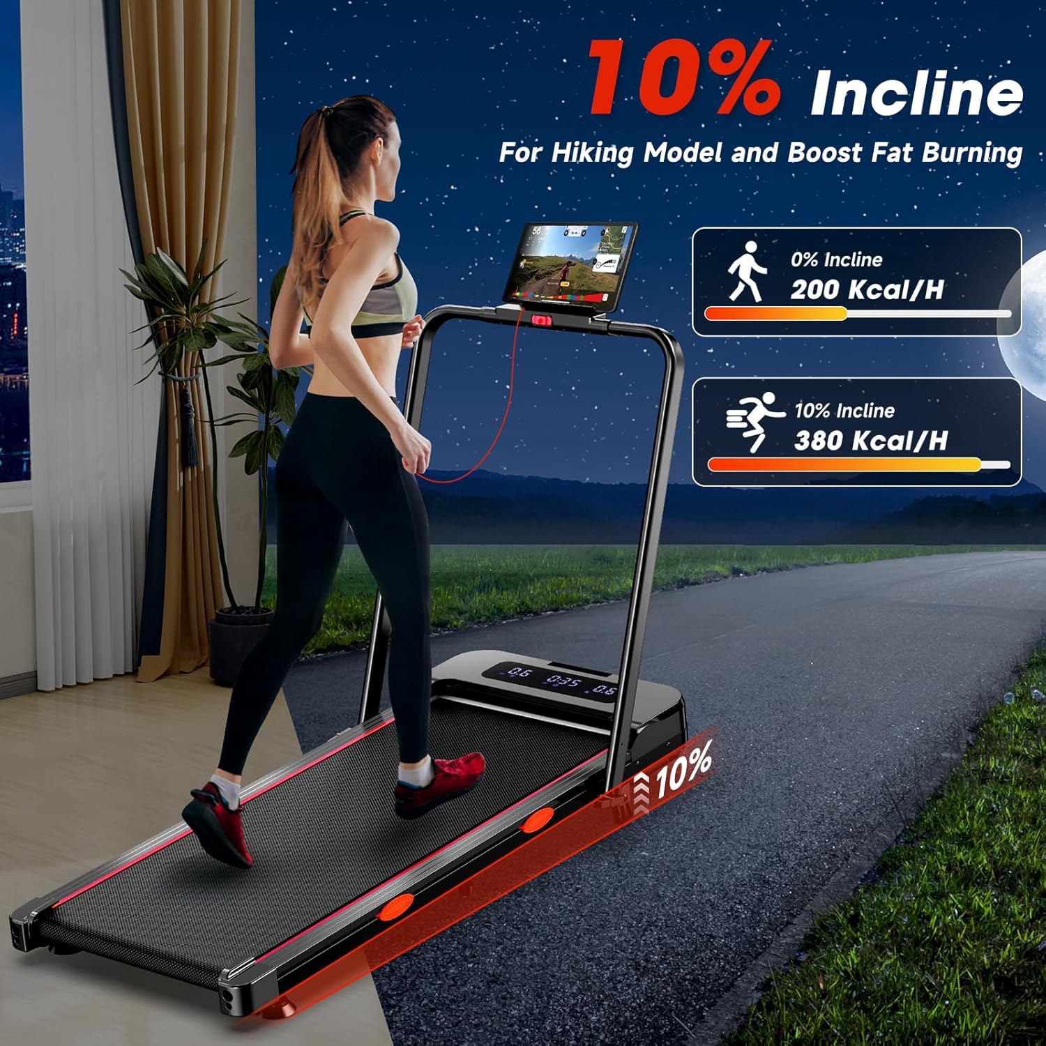 Walking Pad Treadmill with Incline, Advzon Portable Under Desk Treadmill for Home, 2 in 1 Walking Running Machine with 300+ lbs Capacity and LED Display - Image 2