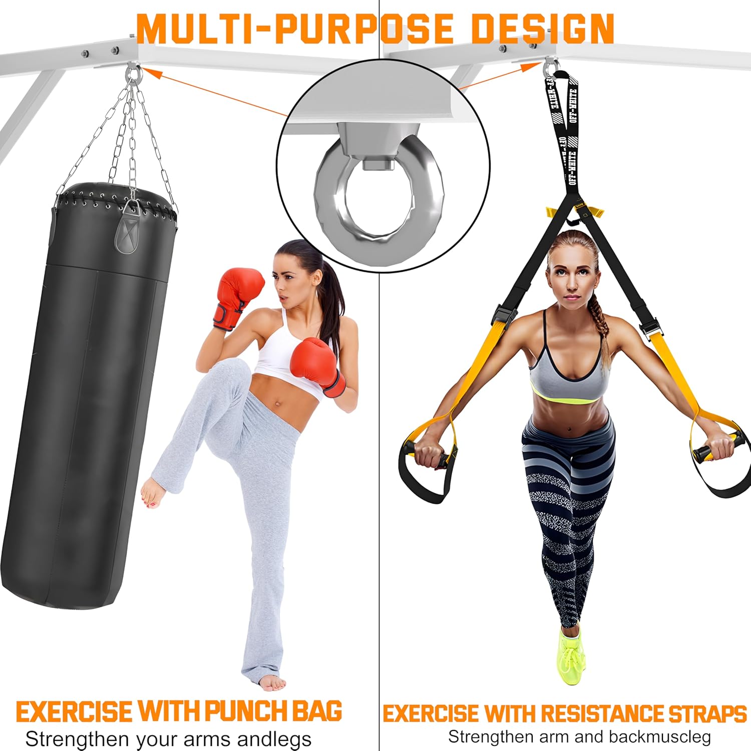 Pull Up Bar Wall Mounted, Heavy Duty 650 lbs Capacity Chin Up Bar, 48" Multi-Grip Strength Training Pull-up Bars, for Home Gym Garage/Backyard Total Body Workout, Ease Of Use Mounting (White) - Image 4