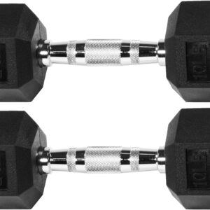 Hex Dumbbells Rubber Coated Hand Weights for Exercises and Fitness Home Gym, Single
