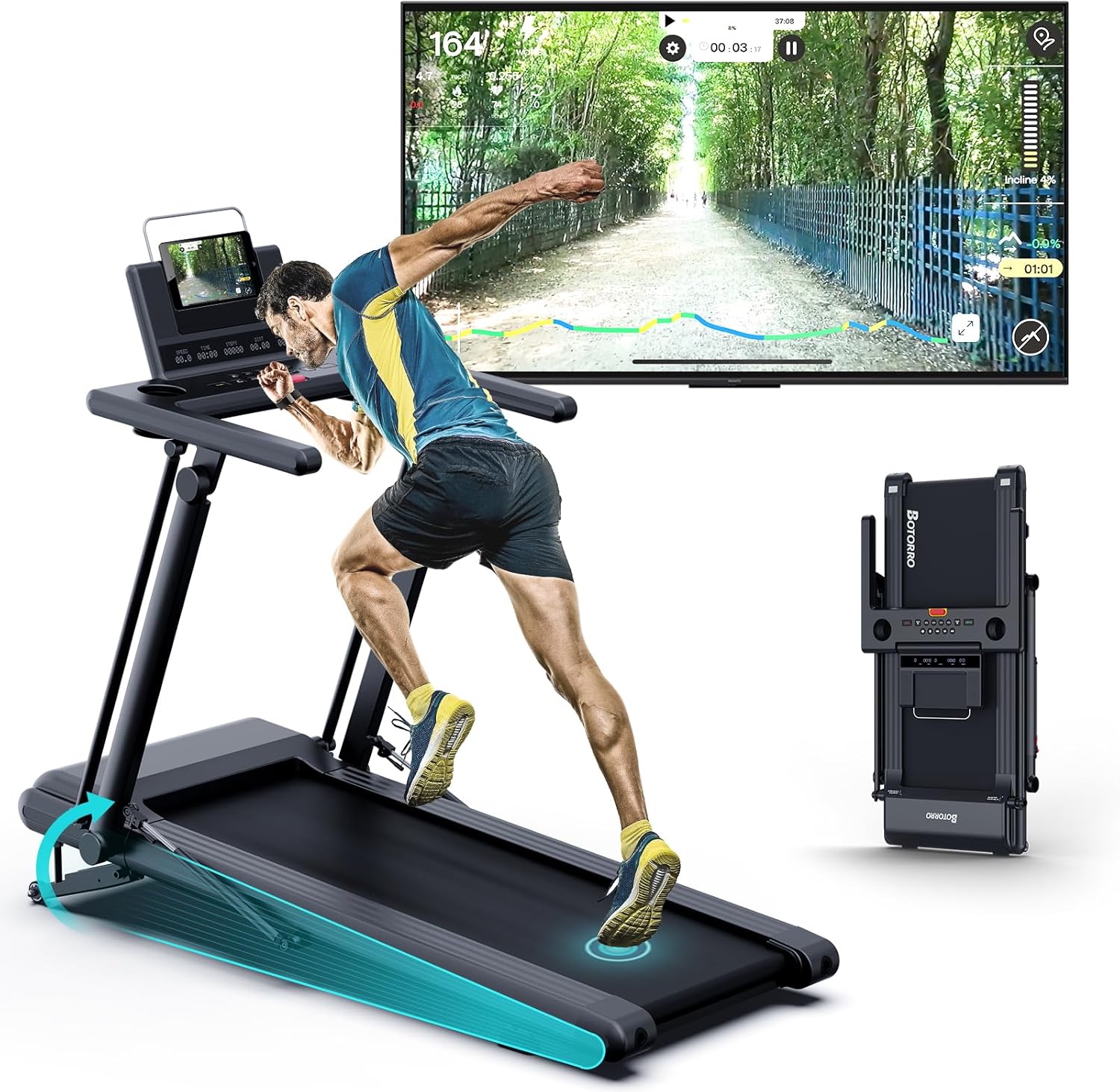 Treadmills for Home, Foldable Treadmill, Wide Shock Absorption Deck for Walking or Running, 300 LBS Weight Capacity, Bluetooth Enable, LED Display| R5PRO 12% R7 R9 18% Auto Incline