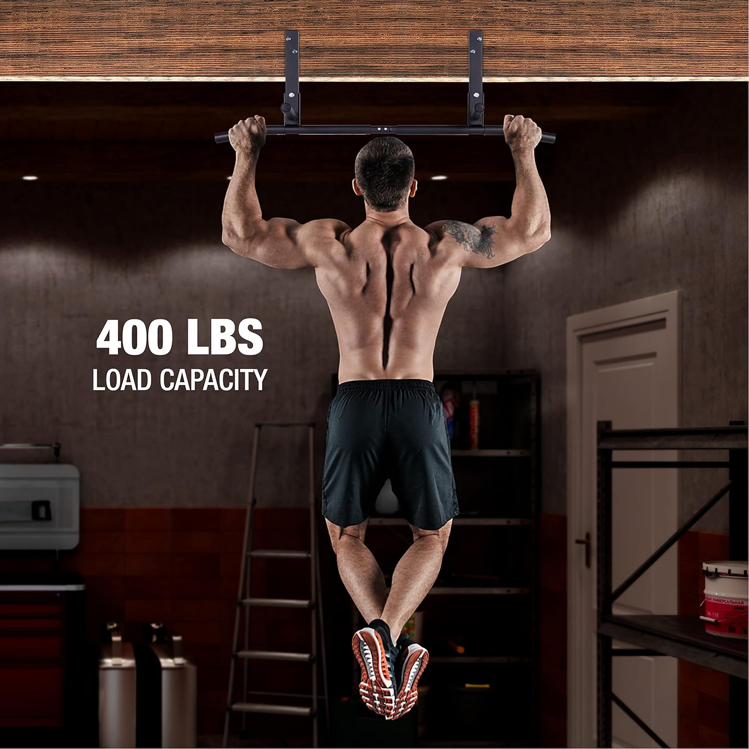 Joist Mount Pull Up Bar, Ceiling Mounted Chin Up Bar for Home Gym, Crossfit, Beam, Rafter - Heavy Duty, Multi Grip, 42" Wide, Maximum Head Clearance - TU038 - Image 6