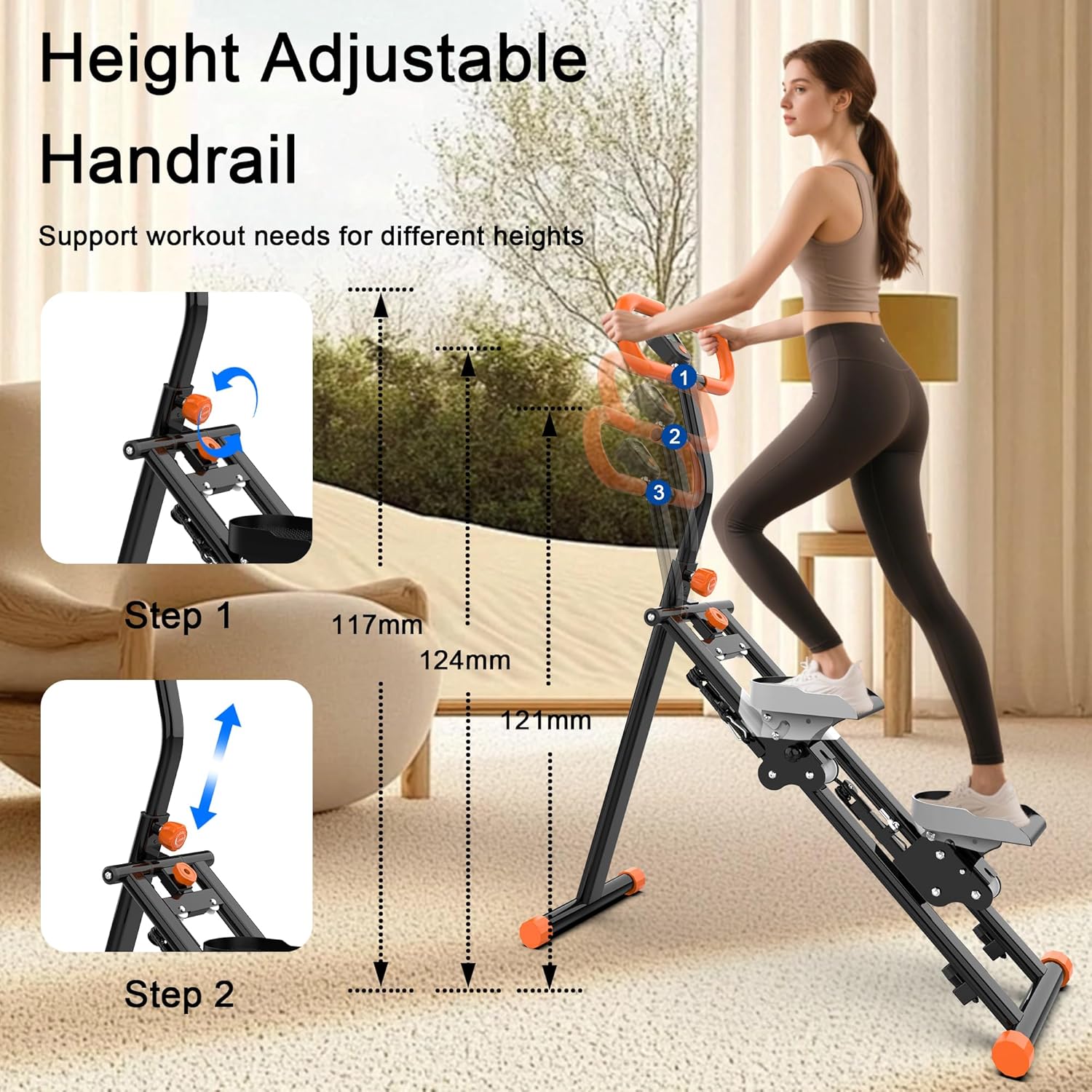 Stair Stepper for Home, Folding Vertical Climber Workout Machine for Full-Body Exercise Stair Stepper with Stable Frame Adjustable Handlebar & Pedals - Image 8