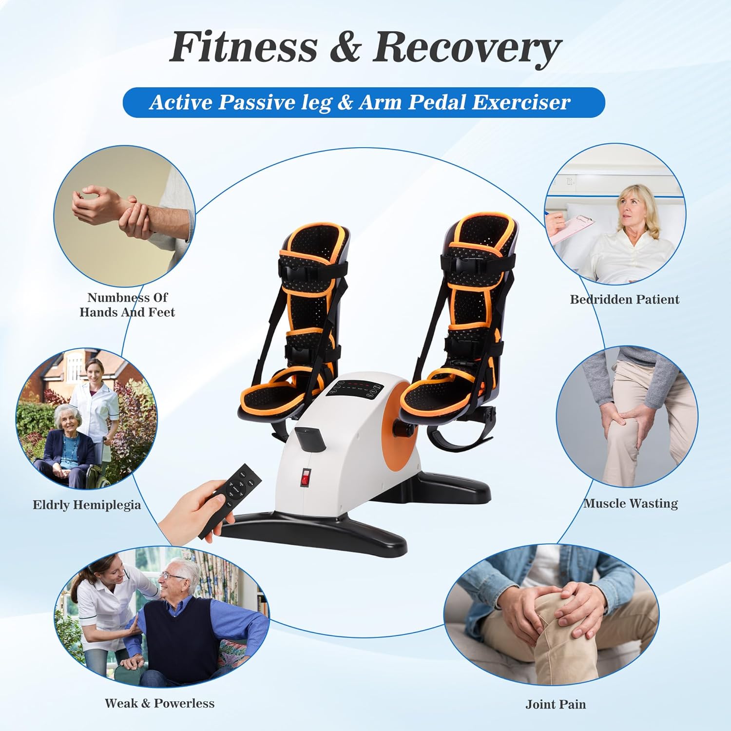 Electric Pedal Exercise Bike with Leg Support, Physical Therapy Exercise Pedal Exerciser Assist Leg, Knee, Foot, Arm Recovery Equipment for Home, Office Elderly - Image 8
