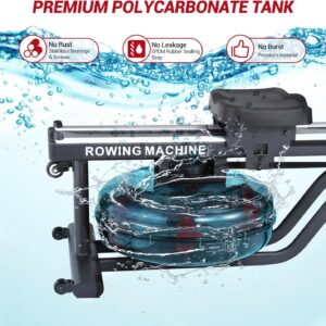 Water Rowing Machines for Home Use, Foldable Rower Machine with Digital Monitor, Wide Ergonomic Seating and Tablet Holder, App Compatible