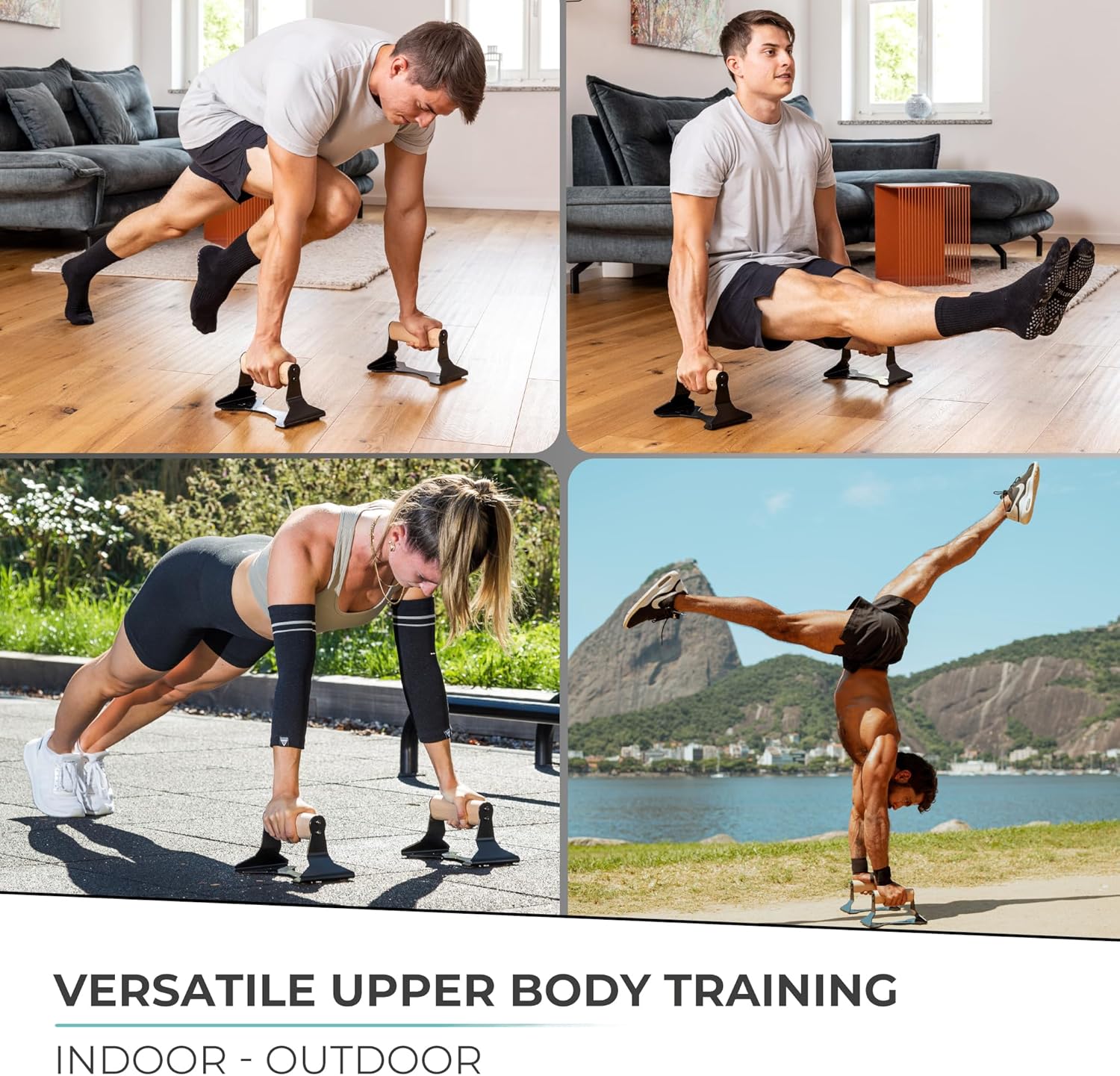 PULLUP & DIP Parallettes - Push Up Handles with Ergonomic Wooden Handles & Heavy-Duty Steel - Non-slip Parallettes Bars for Strength Training and Calisthenics - Press Up Handles for Push Ups - Image 5