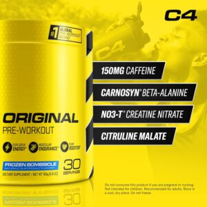 Cellucor C4 Original Pre Workout Powder Frozen Bombsicle Sugar Free Preworkout Energy for Men & Women 150mg Caffeine + Beta Alanine + Creatine – 30 Servings (Packaging May Vary)