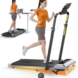 Walking Pad Treadmill with 12% Incline, 6 in 1 Folding Treadmill with Adjustable Handle Bar for Home/Office, Under Desk Treadmills Portable Walking Pad with App, Remote Control & LED Display