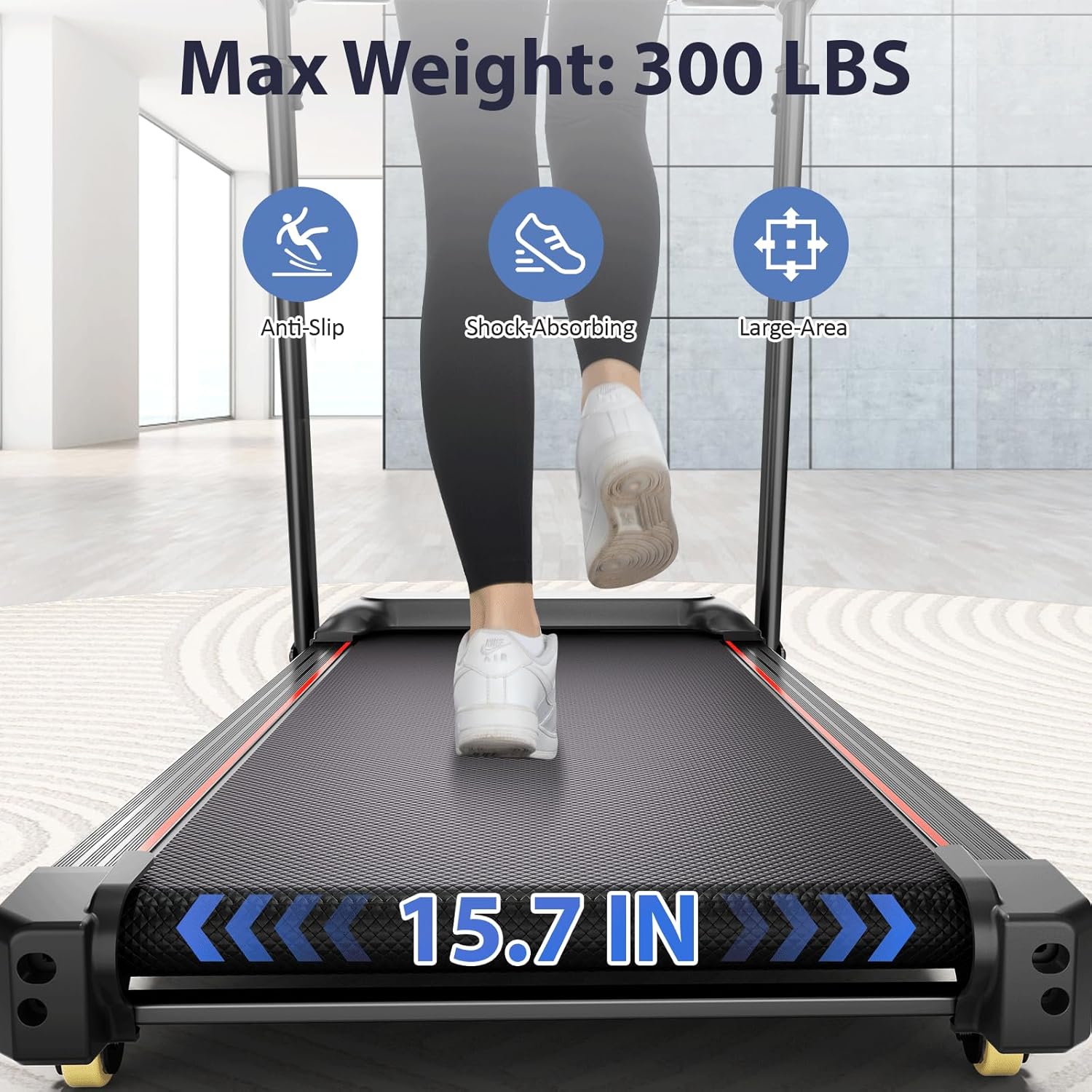 3.5 HP Treadmill with Auto Incline for Home - Heavy Duty Running Treadmill with Handle Bars, Speaker, 300 lb Weight Capacity - Image 6
