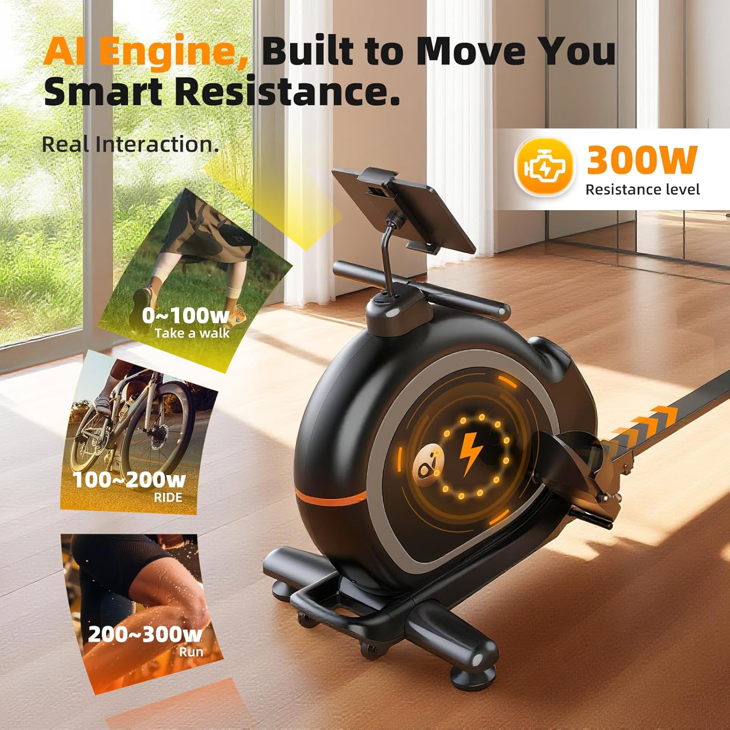 Magnetic Rowing Machine for Home, Compact Smart Rower with One-Touch Fold, 16 Levels Quiet Resistance, Bluetooth Heart Rate, 300LB Capacity, Self-Powered Design for Small Spaces - Image 6