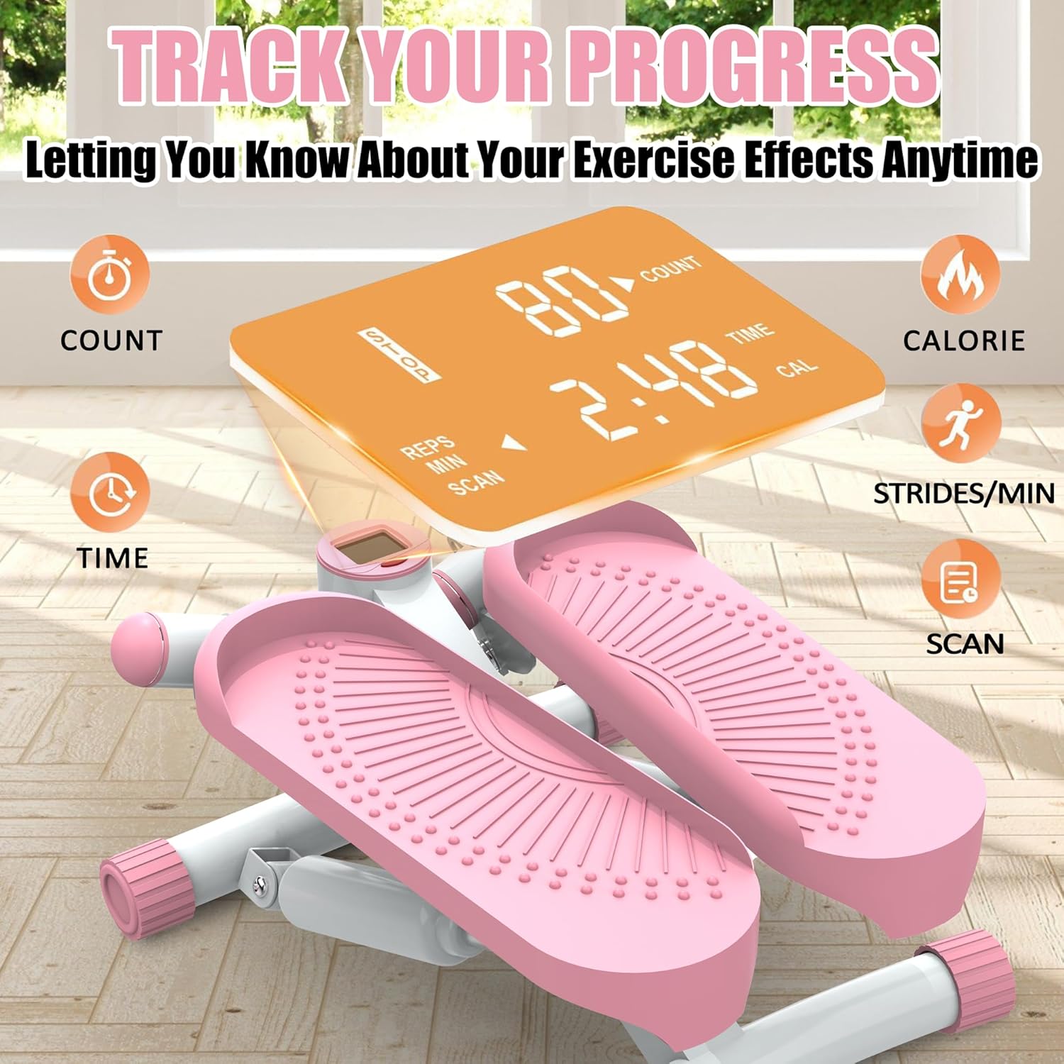 Twist Steppers for Exercise - Mini Stair Stepper Machine with Resistance Bands 330lbs Twist Stepper Portable Exercise Equipment for Full Body Workout - Image 5