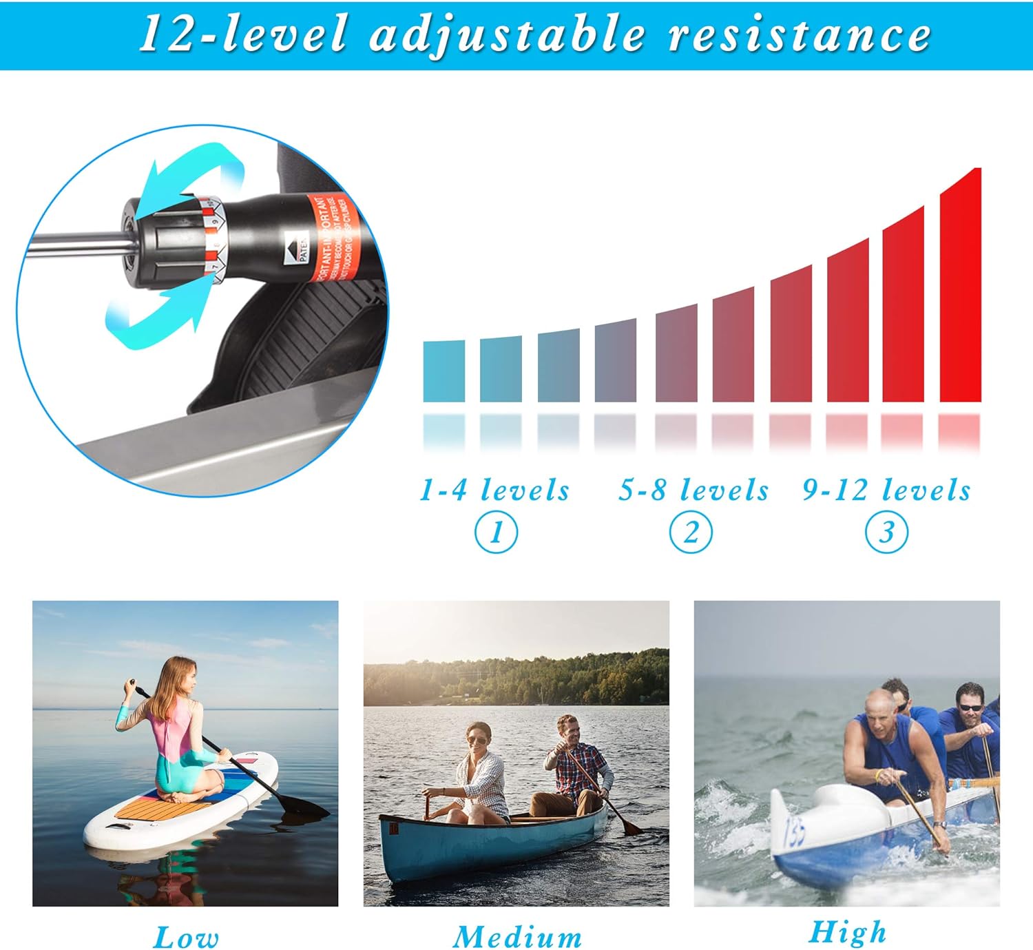 Livebest Foldable Hydraulic Rowing Machine 250lbs Weight Capacity Full Body Stamina Exercise Power with 12 Levels Adjustable Resistance,Home Gyms Training Equipment Fitness Indoor - Image 7