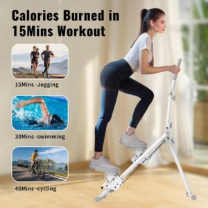 Leikefitness Stair Stepper for Home Gym,Vertical Climber Machine for Full-Body Workout,Foldable Cardio Stepper with Adjustable Handle and Treads for Women & Men (White)
