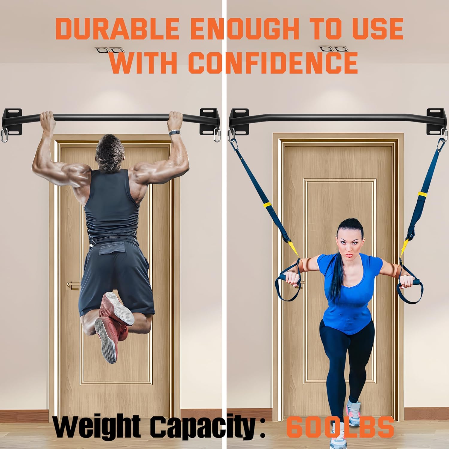 Pull Up Bar Wall Mounted-Heavy Duty Joist Mounted Pull Up Bar-Premium Strength Training Pull-Up Bars-Fast and Easy Installation for Home and Garage Use,Supports up to 600 Lbs - Image 3
