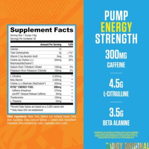 RYSE Loaded Pre Workout Powder – SunnyD Tangy Original – Daily Pre-Workout for Men & Women with 300mg Caffeine, Beta Alanine, and Citrulline for Pump, Focus, and Energy – 30 Servings