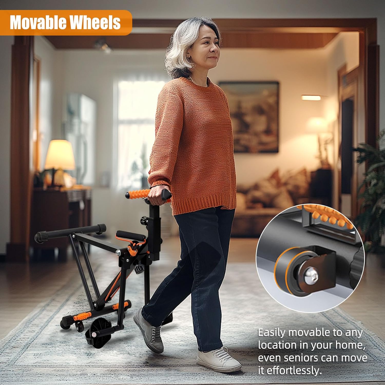 Pedal Exerciser with Arm Rope Pull Exercise & Foot Massage - 15"Wร19โDร37โH Floor Peddler Exerciser for Elderly, Leg Swing Exercise, Metal Stroke Recovery Pedal Exercise Equipment, with Digital Display, Black - Image 7