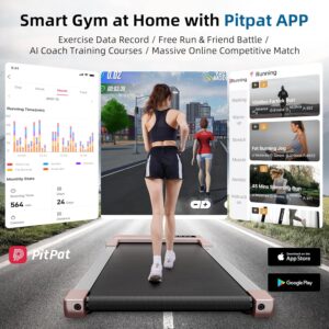 DeerRun Walking Pad, 2024 Upgrade Smart Under Desk Treadmill, 2.2HP Small Quiet Portable Treadmill, Walking Treadmill Under Desk, APP & Remote Control, Knee-Protective, No-Assembly
