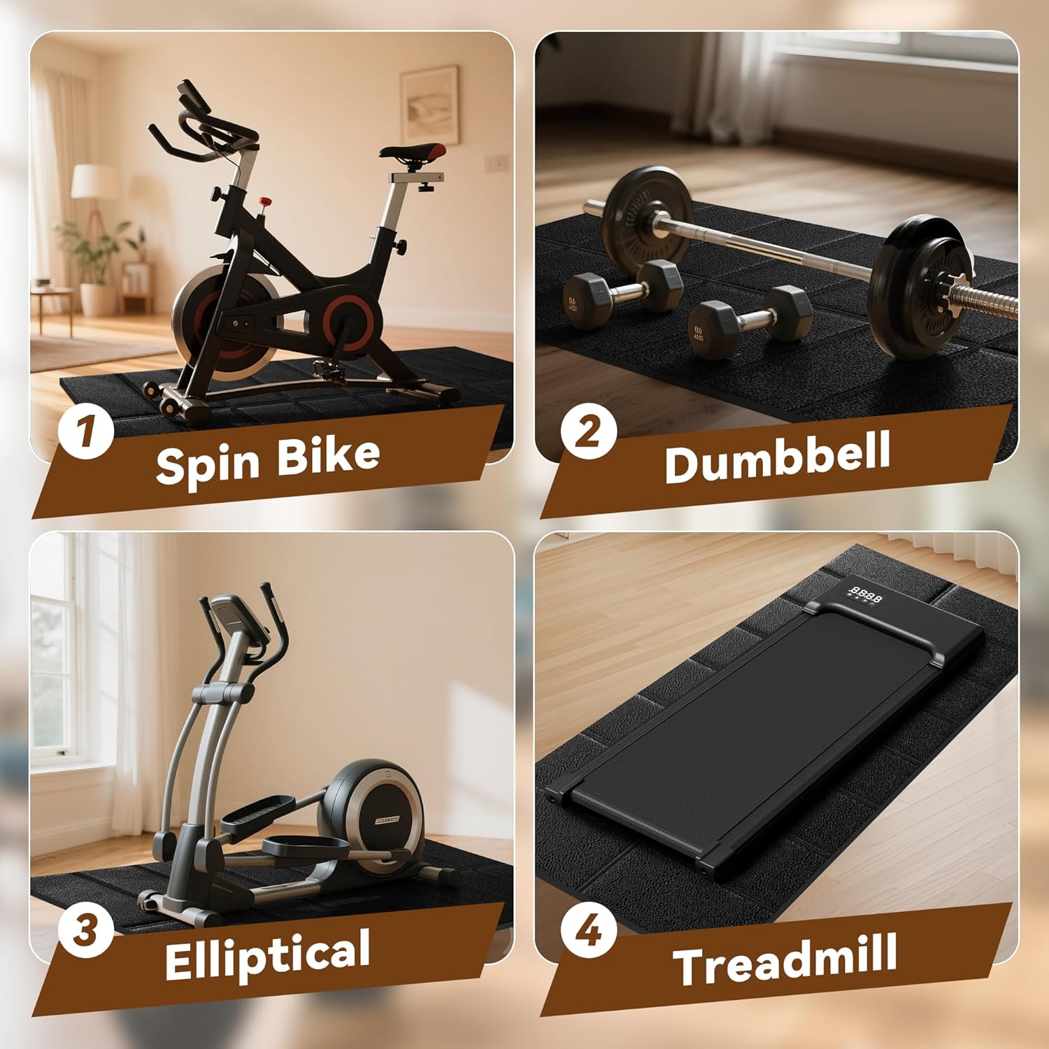 Walking Pad Mat for Carpet, Treadmill Mat for Hardwood Floors, Bike Mat Compatible with Peloton β Non-Slip Exercise Mat, Shock Absorbing & Floor Protection for Home Gym Use - Image 2