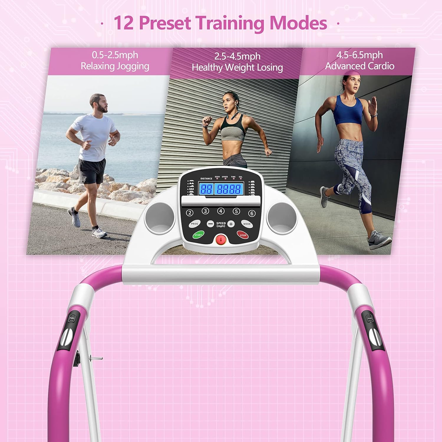 Goplus Foldable Treadmill, Freestanding Portable Treadmill with 12 Preset Programs, LCD Monitor, Built-in Wheels & Pulse Sensor, Folding Compact Treadmills for Home Small - Image 2