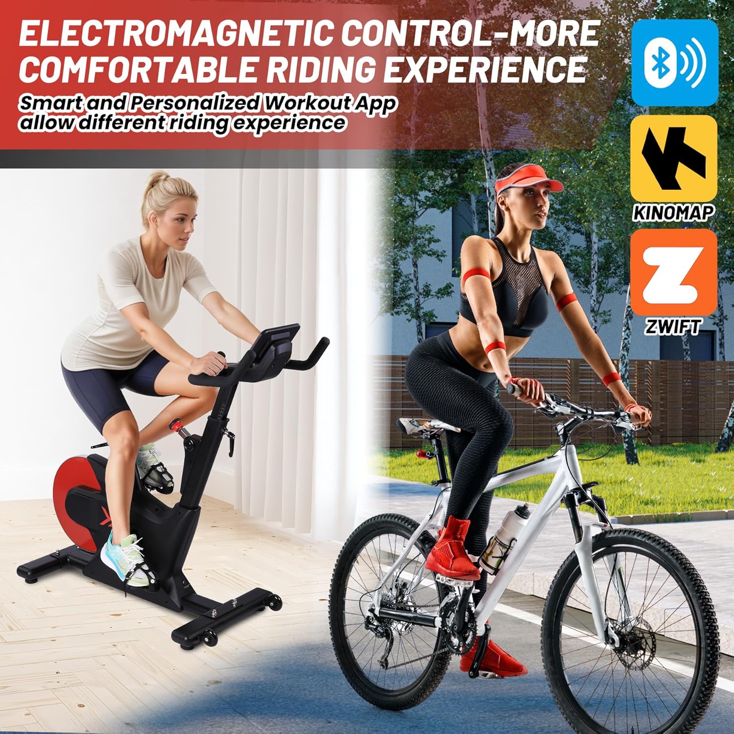 Stationary Bike with Shuttle Smart Knob,Exercise Bike for Home,Spin Bike with Heavy Flywheel,Electromagnetic Control Indoor Cycling Bike with App,Cycle Bike with Seat Cushion - Image 7