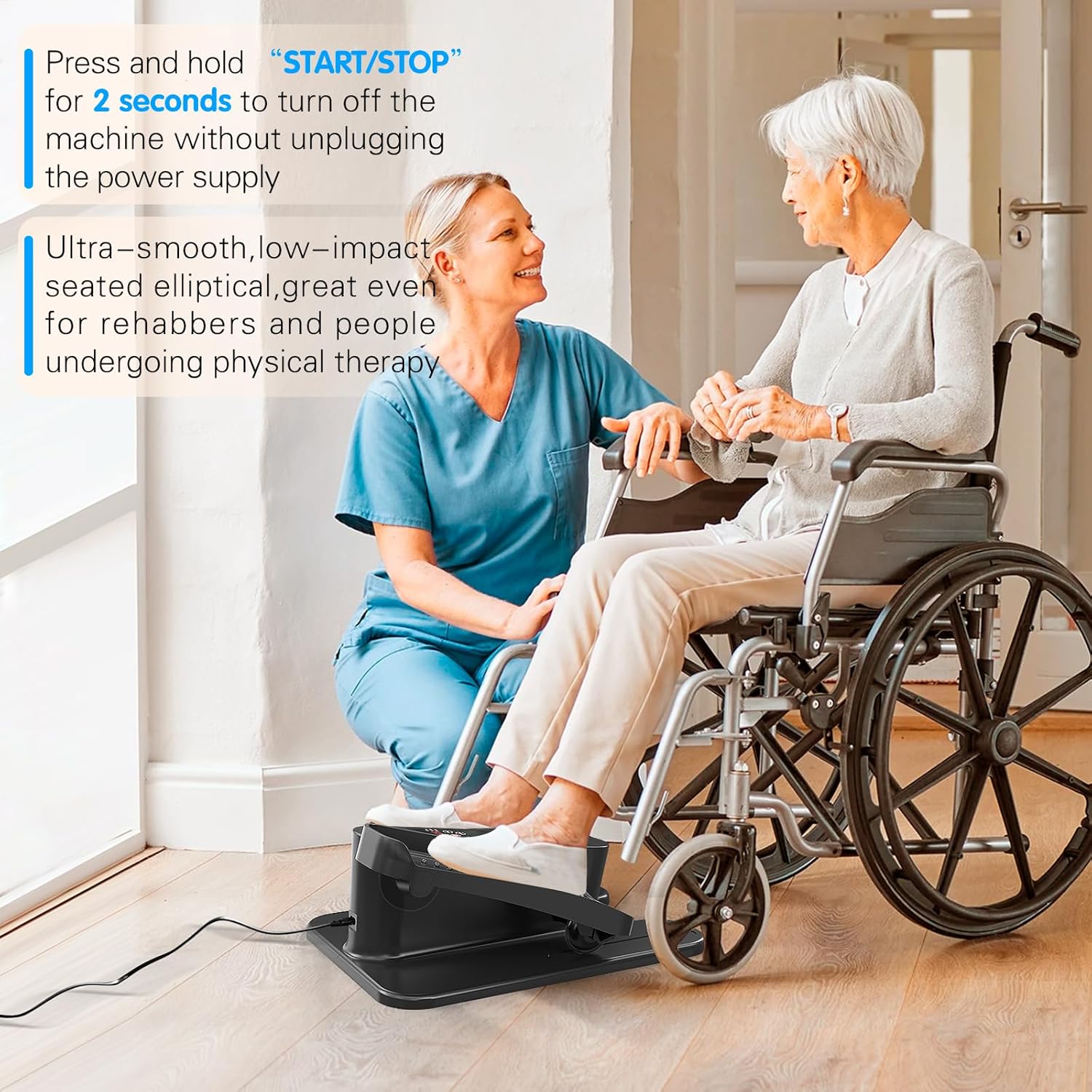 Under Desk Elliptical Machine, Mini Ellipse Leg Exerciser Electric Seated Pedal Fully Assembled Quiet Compact for Seniors Portable Stepper with Remote Control for Home - Image 7