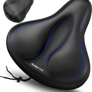 Wide Bike Seat Cushion – Oversized Gel Padded Bicycle Saddle Cushion for Ultimate Comfort and Soft Exercise Bike Seat Cover for Peloton, Stationary, Mountain Bikes