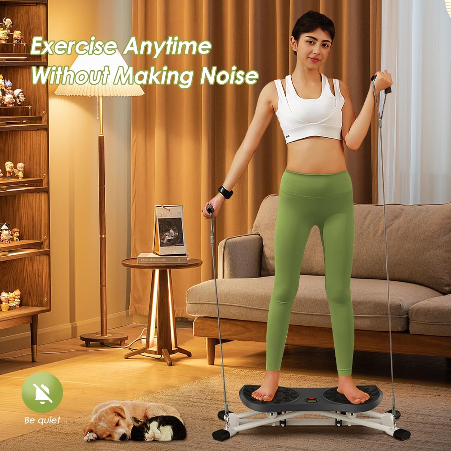 Slide Steppers Exercise for Home, Mini Stair Stepper with Resistance Bands, Full Body Workout Machine, Simulate Skiing Posture, 350 LBS Weight Capacity - Image 4