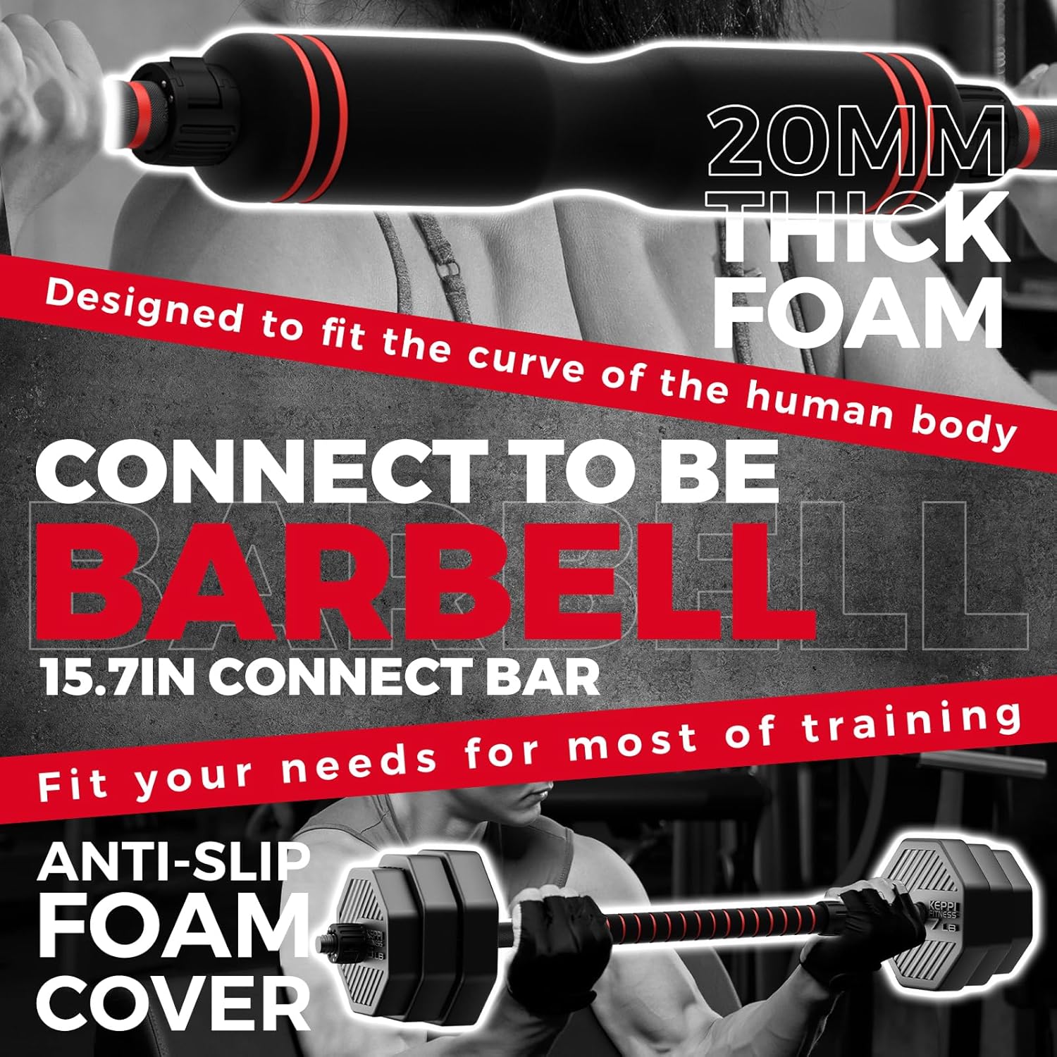 KeppiFitness Adjustable Dumbbell Set, 30/40/50/70/90 lb Weight Set with Connector Bar, 4 in 1 Workout Gear with Dumbbell, Kettlebell, Barbell, Push up Handle for Home Gym Fitness Exercise - Image 5