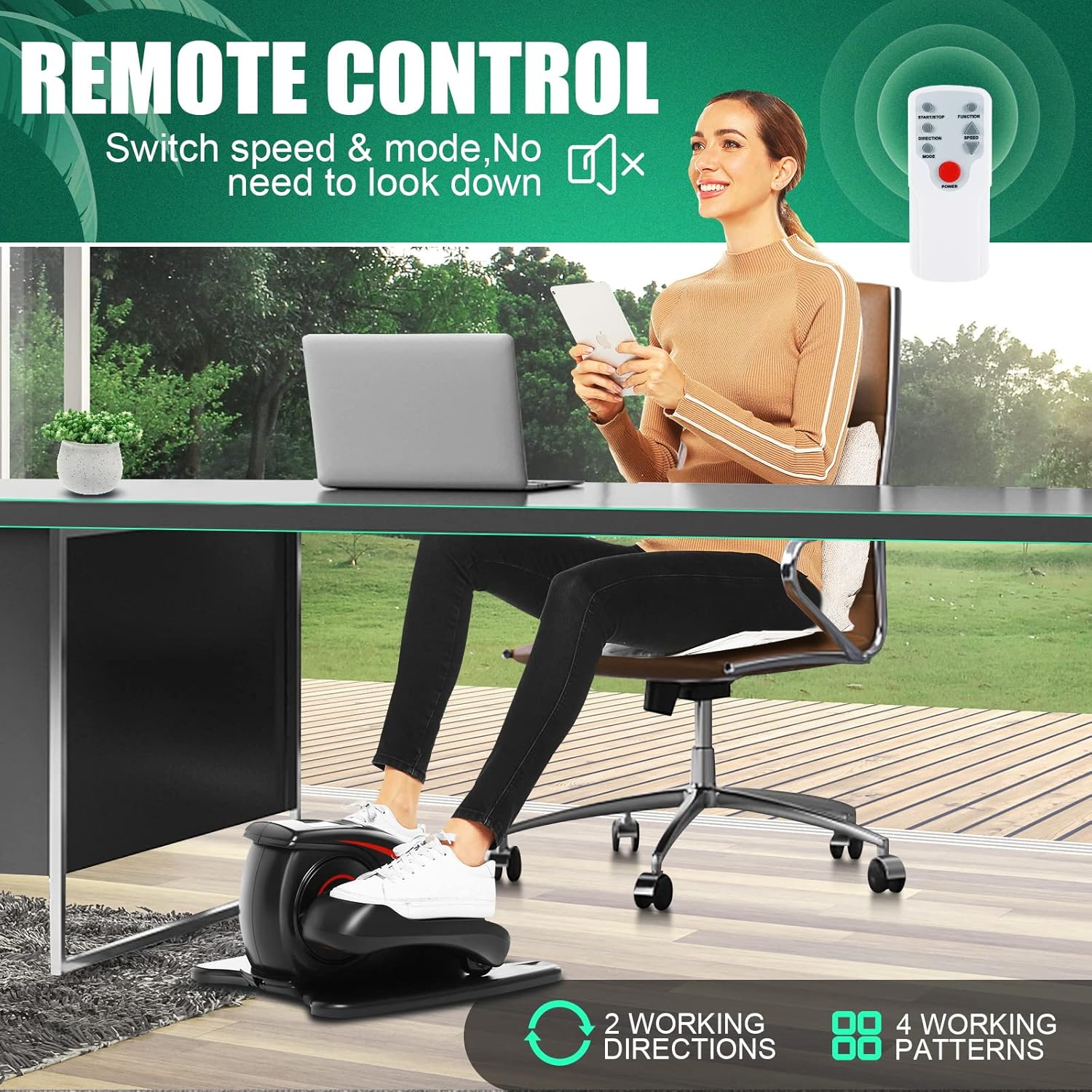 ANCHEER Under Desk Elliptical, Electric Ellipse Leg Exerciser While Sitting for Seniors Adults, Quiet Portable Motorized Seated Foot Pedal Exerciser with Remote Control for Home Office Use - Image 3