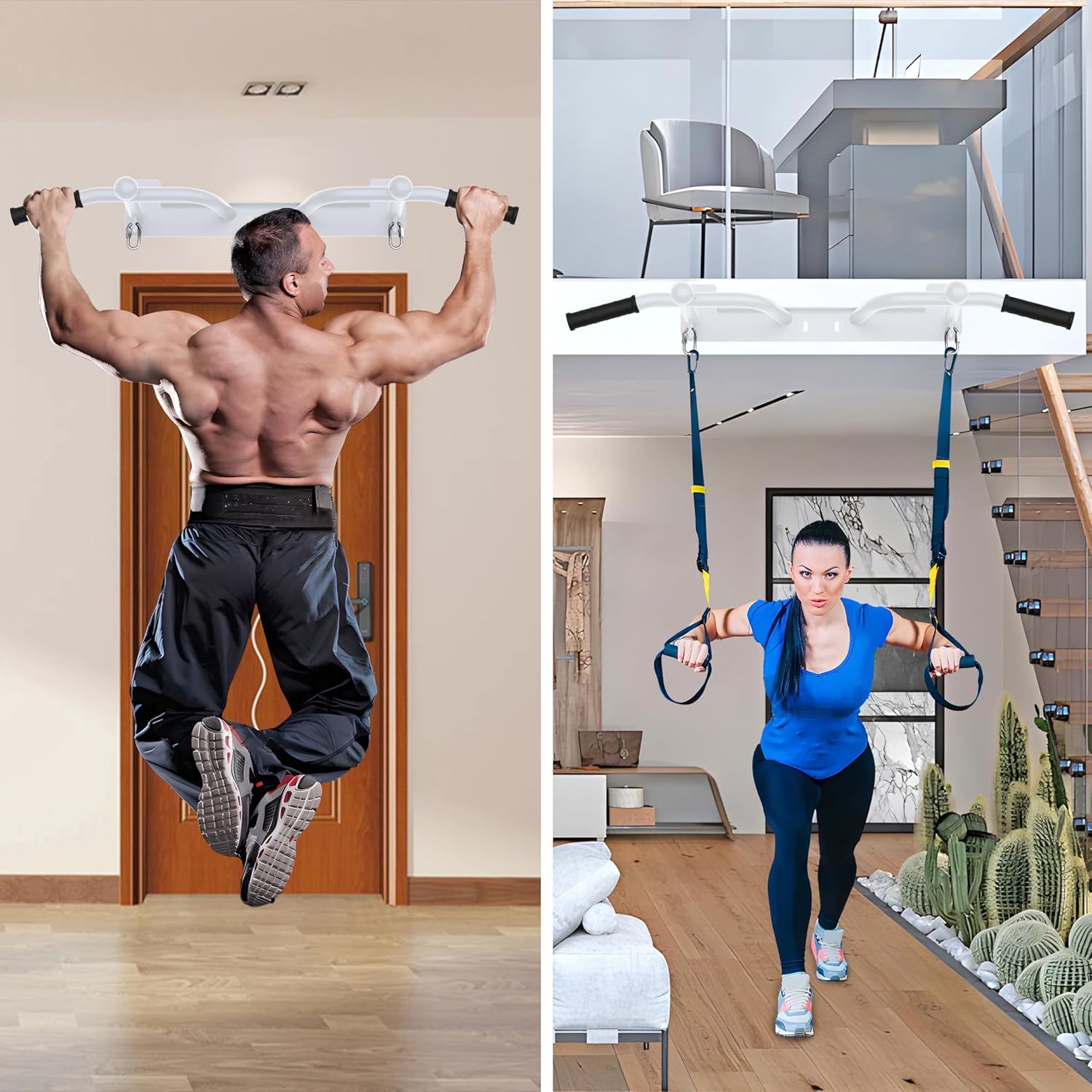 Wall Mounted Pull Up Bar - Heavy Duty Chin Up Bar, Pull-Up Bar for Garage, Joist, Wall Mount - Multifunctional Fitness Bar, Supports up to 600 Lbs - Image 2