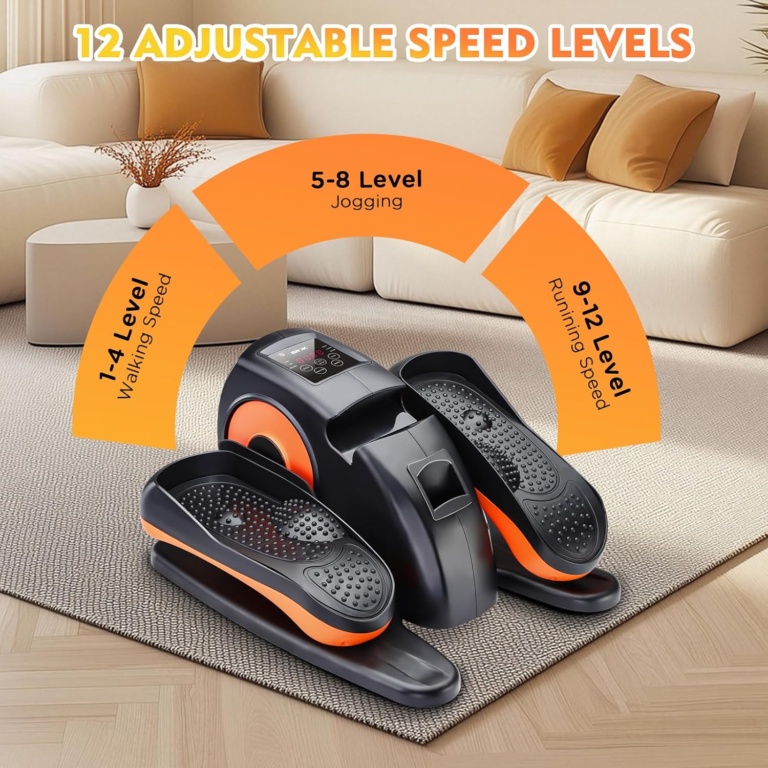 Under Desk Elliptical Machine, Electric Ellipse Leg Exerciser As Seen On TV with 12 Speed for Seniors,Portable Foot Leg Exerciser, Mini Seated Pedal Exerciser for Home Office - Image 5
