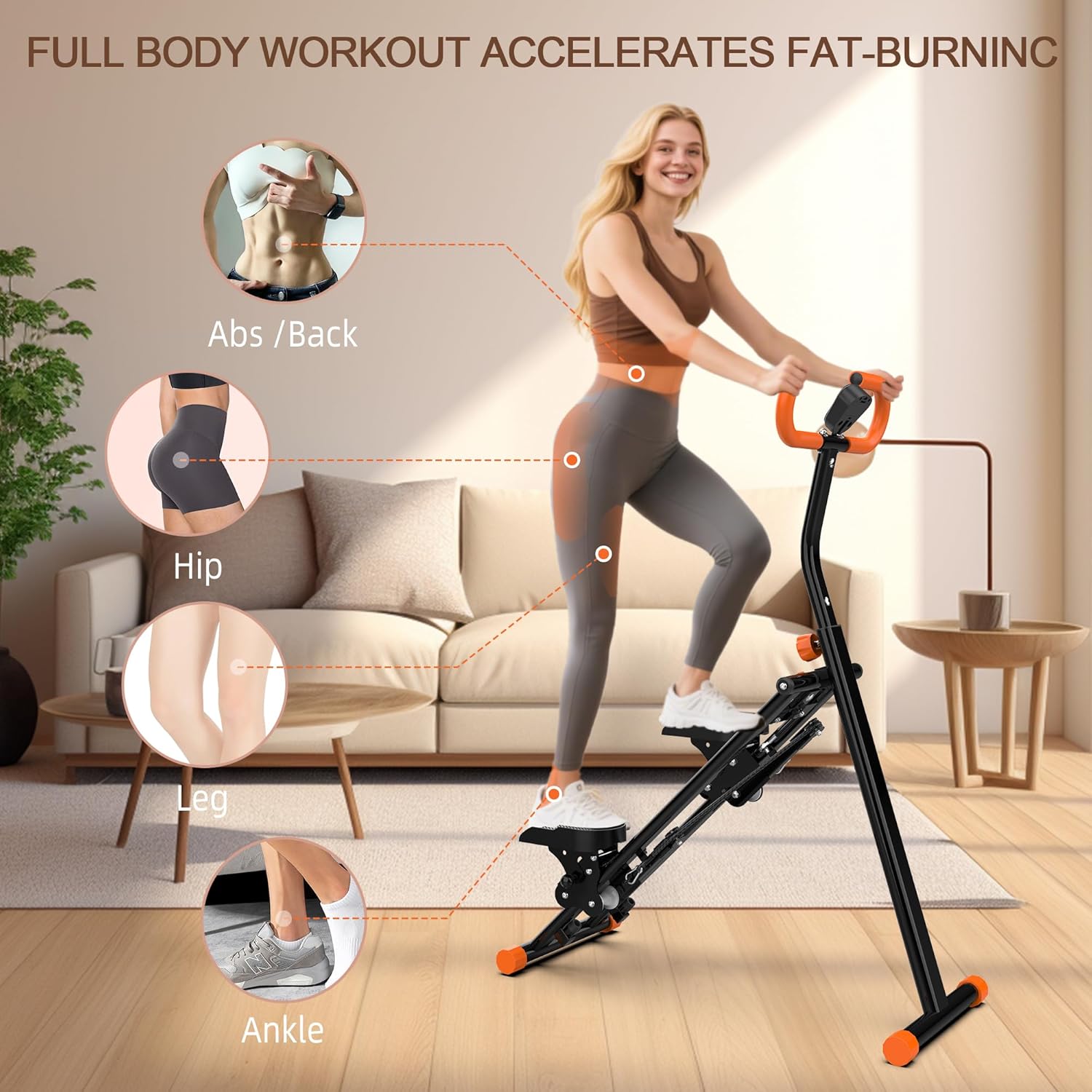 Stair Stepper for Home, Folding Vertical Climber Workout Machine for Full-Body Exercise Stair Stepper with Stable Frame Adjustable Handlebar & Pedals - Image 7