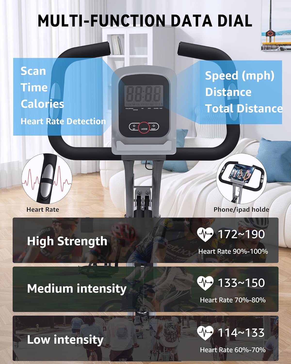 Foldable Exercise Bike for Small Apartments, Stationary Bikes for Home, Indoor Portable Cycling Bike with 16-Level Magnetic Resistance, 260LBS Capacity, 5.5 LBS Flywheel, Designed for Small Space Workout 816 - Image 5