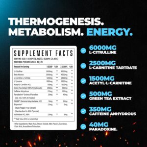 Wrecked Inferno – Thermogenic Pre Workout For Men & Women, Increase Energy, Boost Thermogenesis & Metabolism, Enhance Exercise Performance – Contains L-Citrulline, L-Carnitine, Beta-Alanine & More