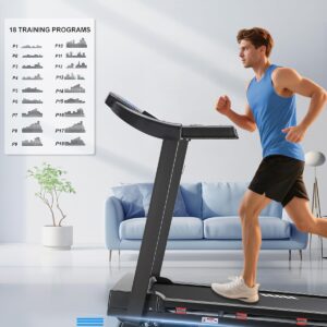 ECHANFIT Treadmill with 15% Auto Incline, Folding Treadmill for Home, 0.6-10 MPH, 350 LB Capacity, 18.11″ Wide Running Belt, 3.5 HP, Shock Absorption, Bluetooth Speaker & App