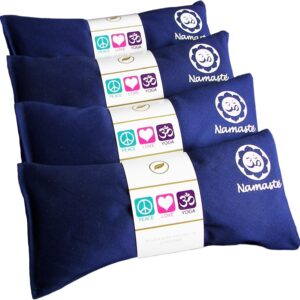 Lavender Eye Pillows – Yoga Eye Pillows Namaste Hot Cold Aromatherapy for Stress, Meditation, Spa, Relaxation Gifts – Made in USA by Happy Wraps – Set of 4 – Navy Cotton