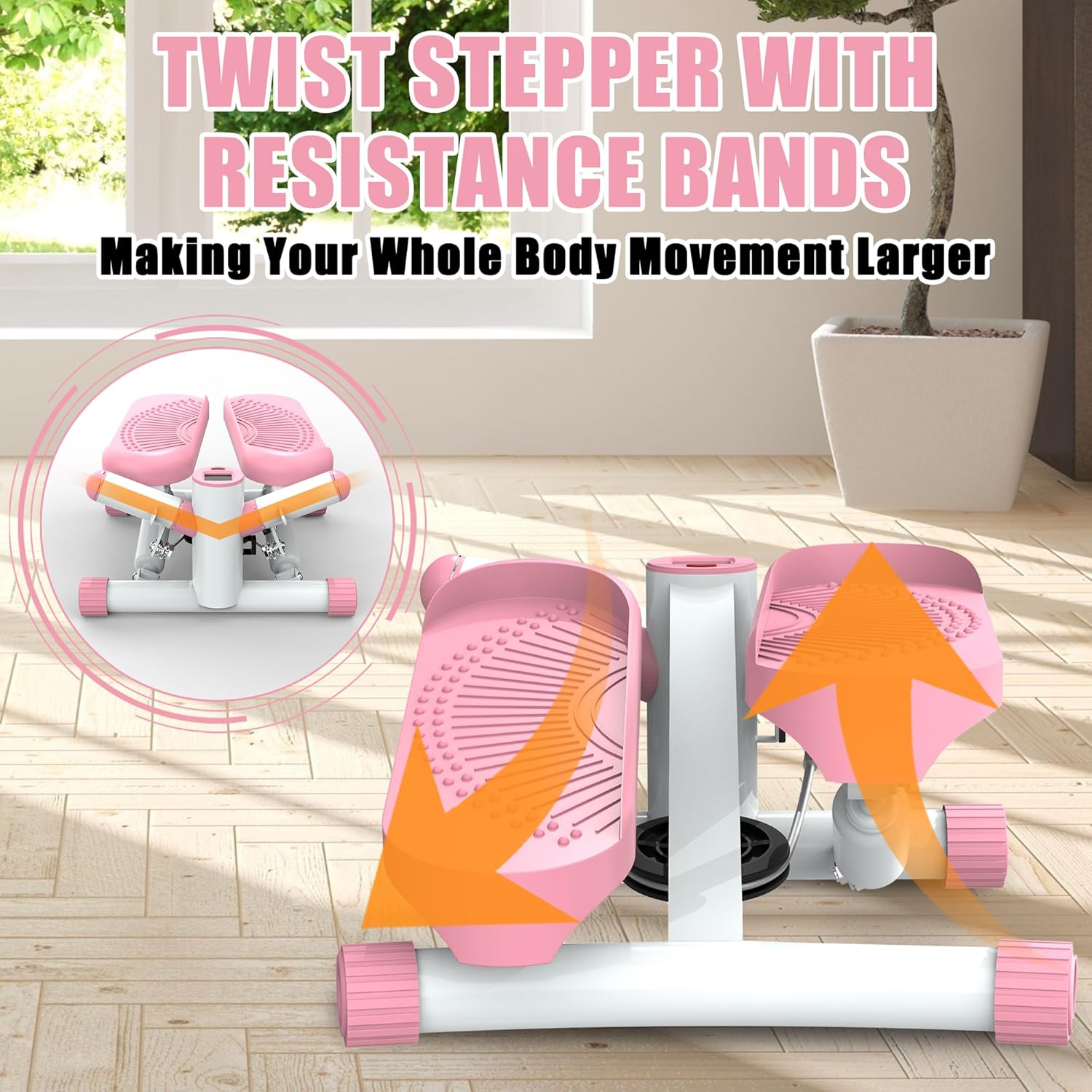 Twist Steppers for Exercise - Mini Stair Stepper Machine with Resistance Bands 330lbs Twist Stepper Portable Exercise Equipment for Full Body Workout - Image 3