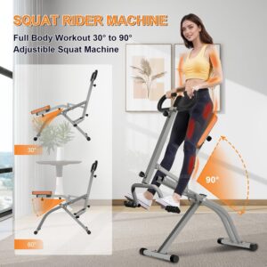 Squat Machine, Ab Workout Equipment, 265lbs Loading Capacity Rowing Machines for Home Foldable with Adjustable Resistance Bands and Display