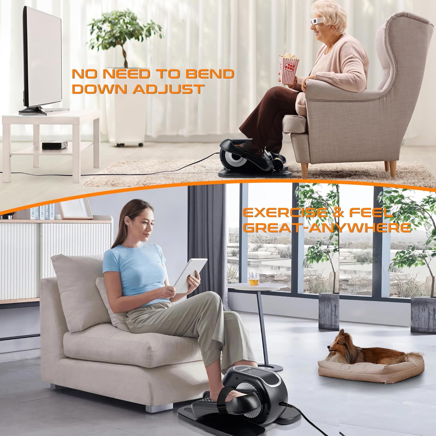 Zakle Under Desk Elliptical Machine, Electric Elliptical Training Machine w/Remote Control, 12 Speed Levels, Quiet Seated Pedal Exerciser for Home Office - Image 7