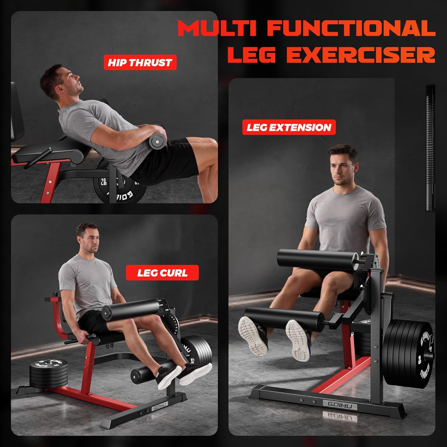 Leg Extension and Curl Machine, 4 in 1 Lower Body Workout Machine, Adjustable Leg Curl Machine with Plate Loaded, Leg Extension Machine with Exercise Bench, Home Gym Weight Machine - Image 3