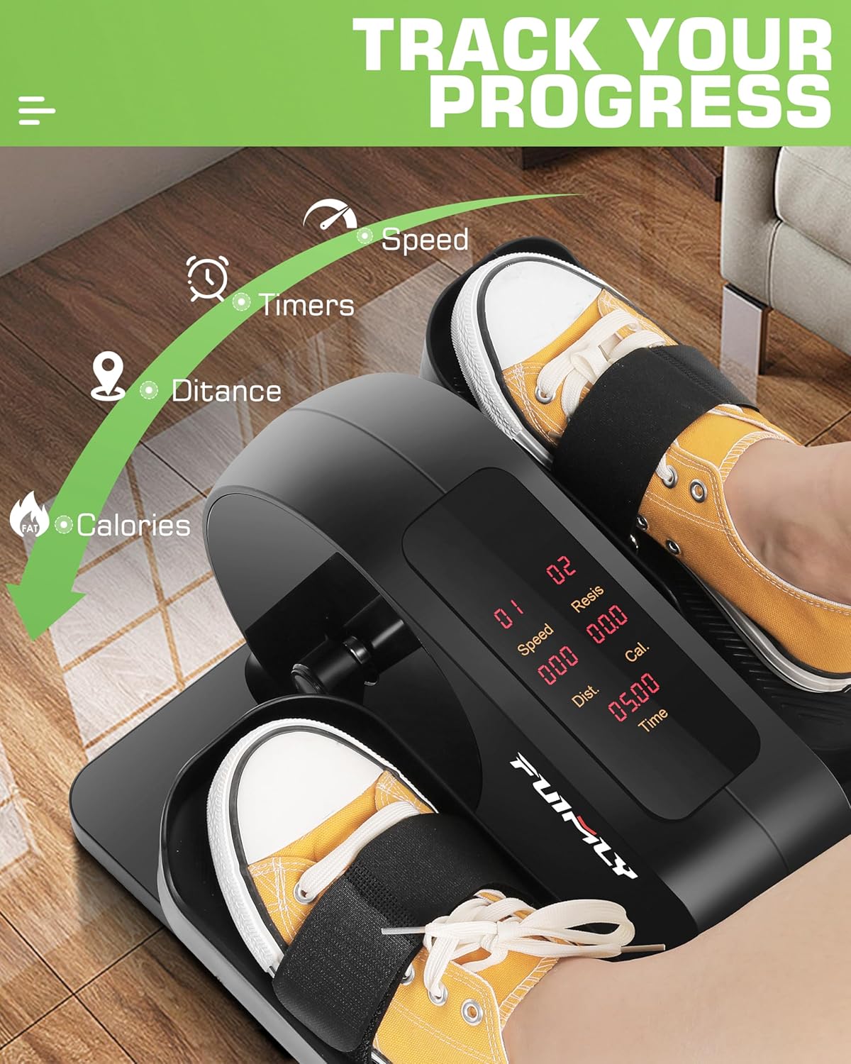 FUNMILY Under Desk Elliptical Machine, Large LCD Ellipse Leg Exerciser as Seen on TV, While Sitting for Seniors/Adults, 100% Pre-Assembled Exercise Equipment with Remote & Magnetic Storage - Image 4